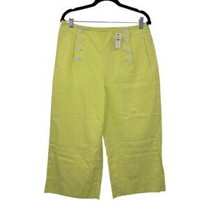 Talbots Nautical Sailor Chino Wide Leg Crop Pant Yellow 12 Petite NEW
